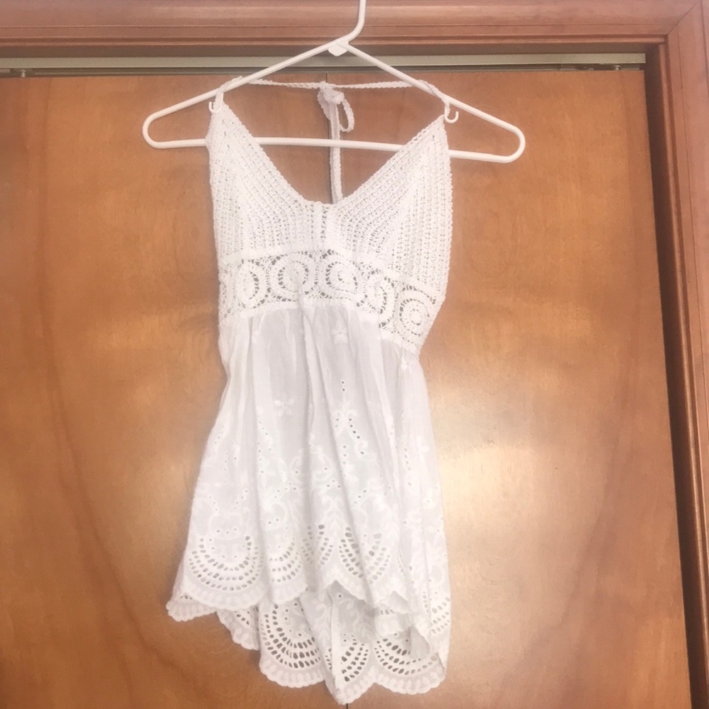 White crochet halter top